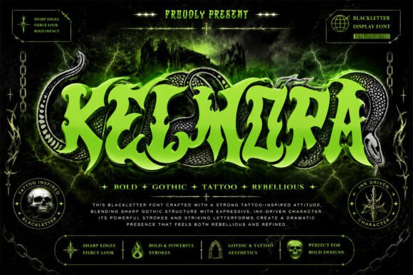 Kelmora: The Psychedelic Blackletter Font That Commands Attention